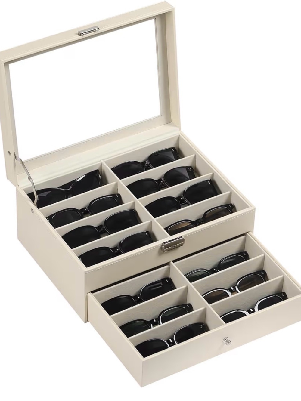 Cream sunglass / eyeglass organizer